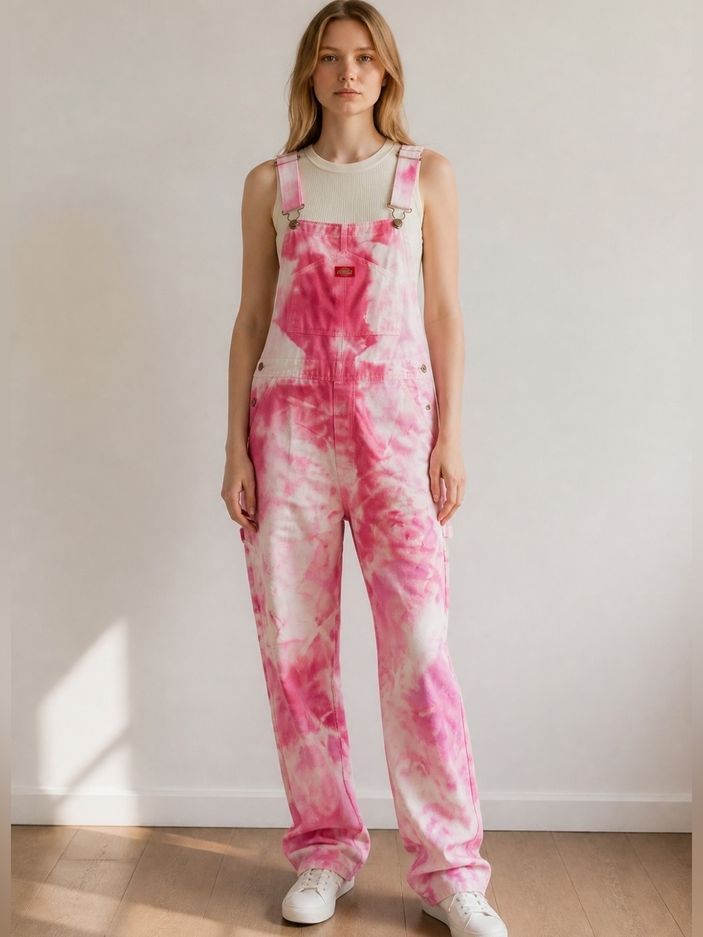 Dickies X Urban Behaviour Hand Dyed Custom Tie Dye Bib Utility Pink Overalls - Picture 2 of 9